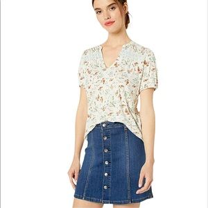 Lucky brand multi floral printed peasant top